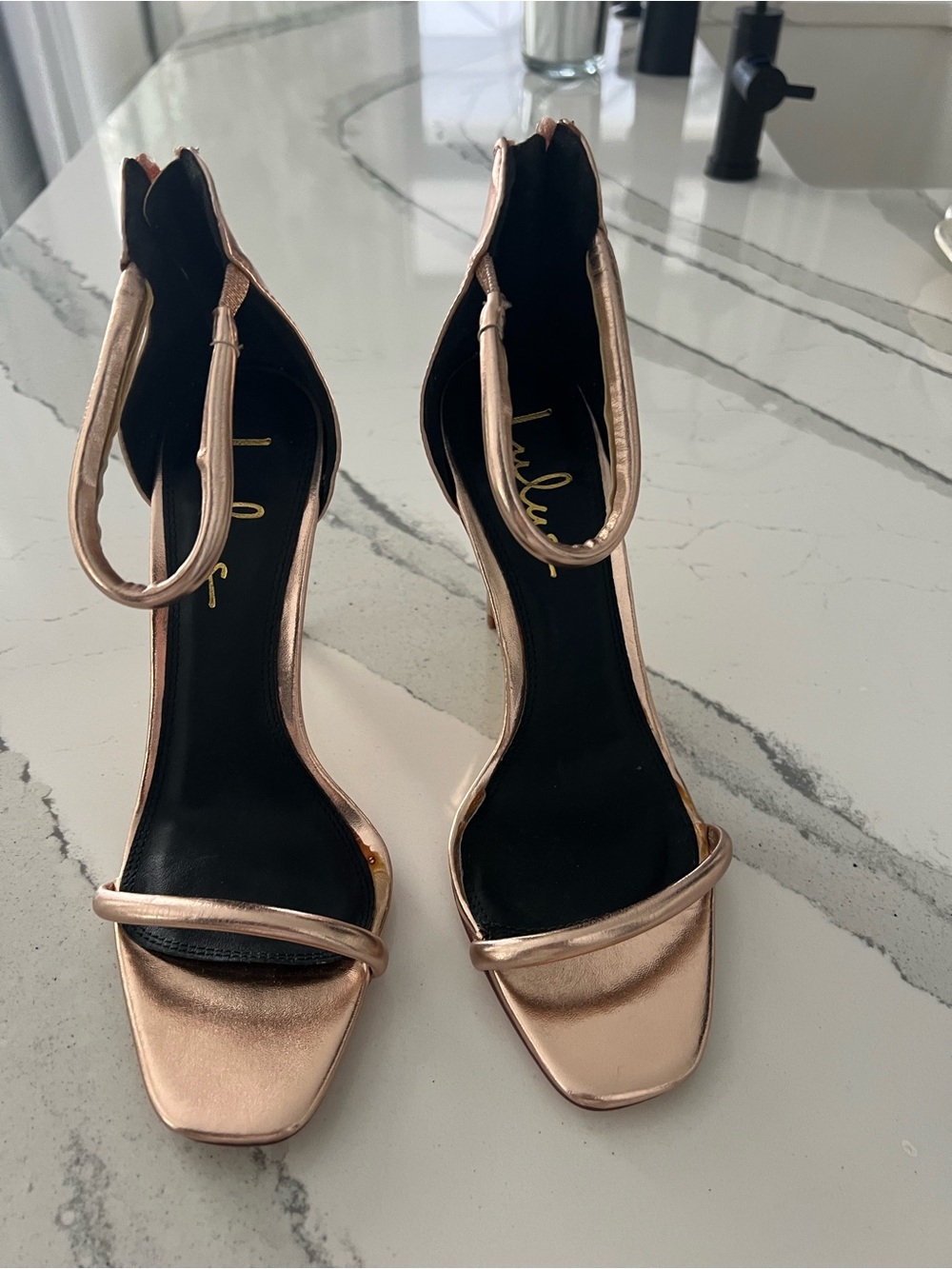 Unlabeled Rose Gold Ankle-Strap Women’s Sandals